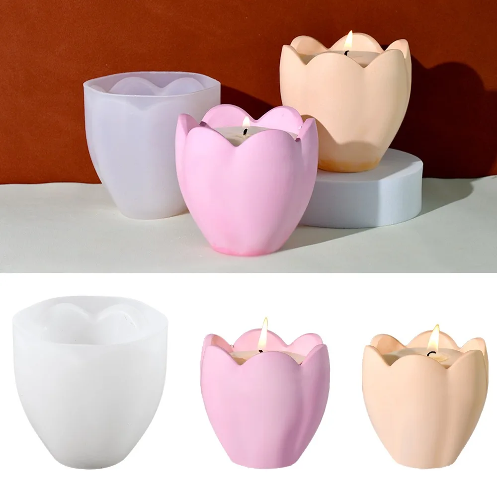Soap Making Instructions - ทิวลิปเทียนผู้ถือแม่พิมพ์ซิลิโคนดอกไม้เรซิ่นสบู่ทําเครื่องมือพืชเทียนของขวัญวันเกิดยิปซั่มกล่องเครื่องประดับ