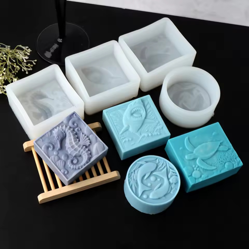 Soap Making Instructions - แม่พิมพ์สบู่ซิลิโคนรูปม้าน้ำ 3 มิติ DIY แม่พิมพ์เทียนรูปเต่าทะเล ฉลาม